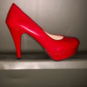 Red platform heels size 6